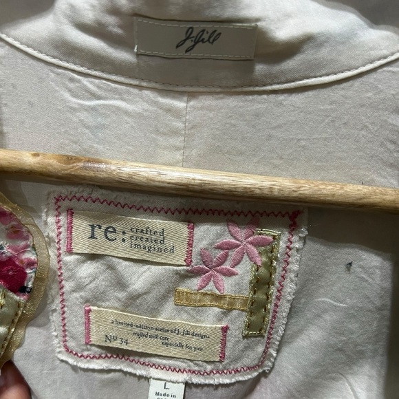 J. Jill Limited Edition Womens L Romantic, Floral Eyelet Statement Open Jacket - Picture 2 of 10